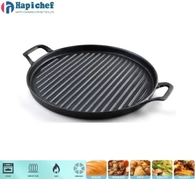 Hot Selling Metal Material Cast Iron BBQ Griddle Plate Grill Pan