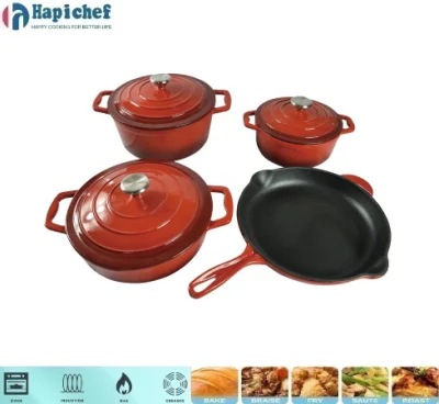 Low MOQ OEM Cast Iron Cookware Sets Enamel Pots and Pans Set
