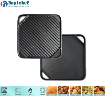 Cast Iron Square Double Side Griddle Pan